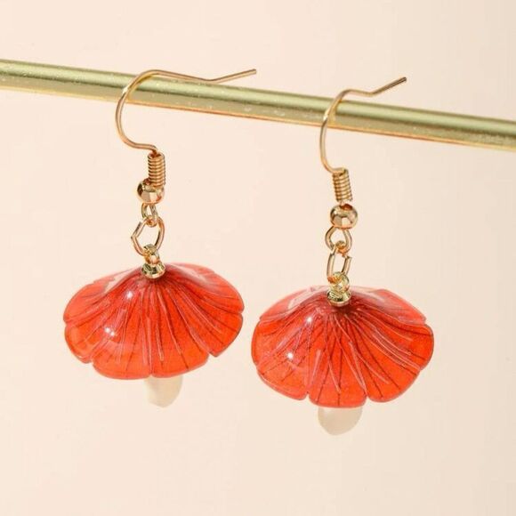 Acrylic Mushroom Dangle Drop Earrings - Picture 2 of 9